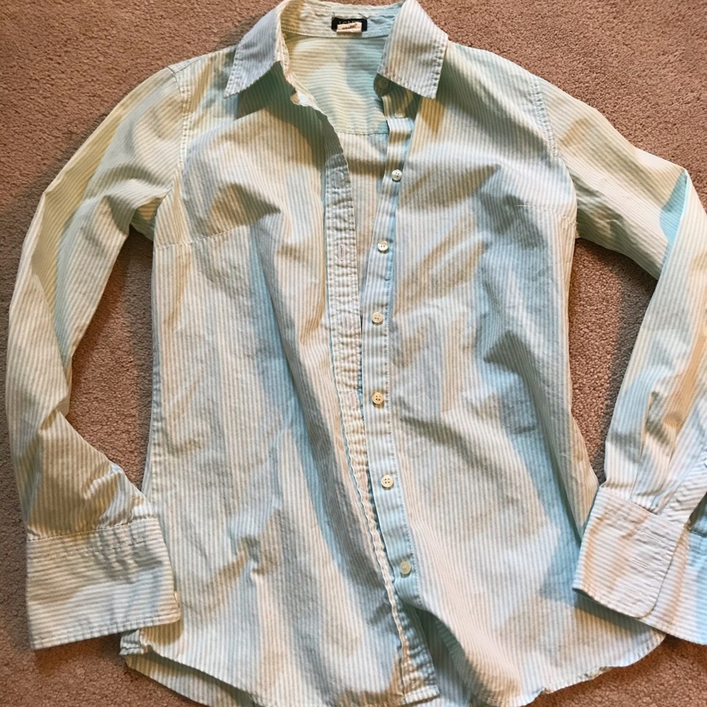 Turquoise Striped J. Crew button up